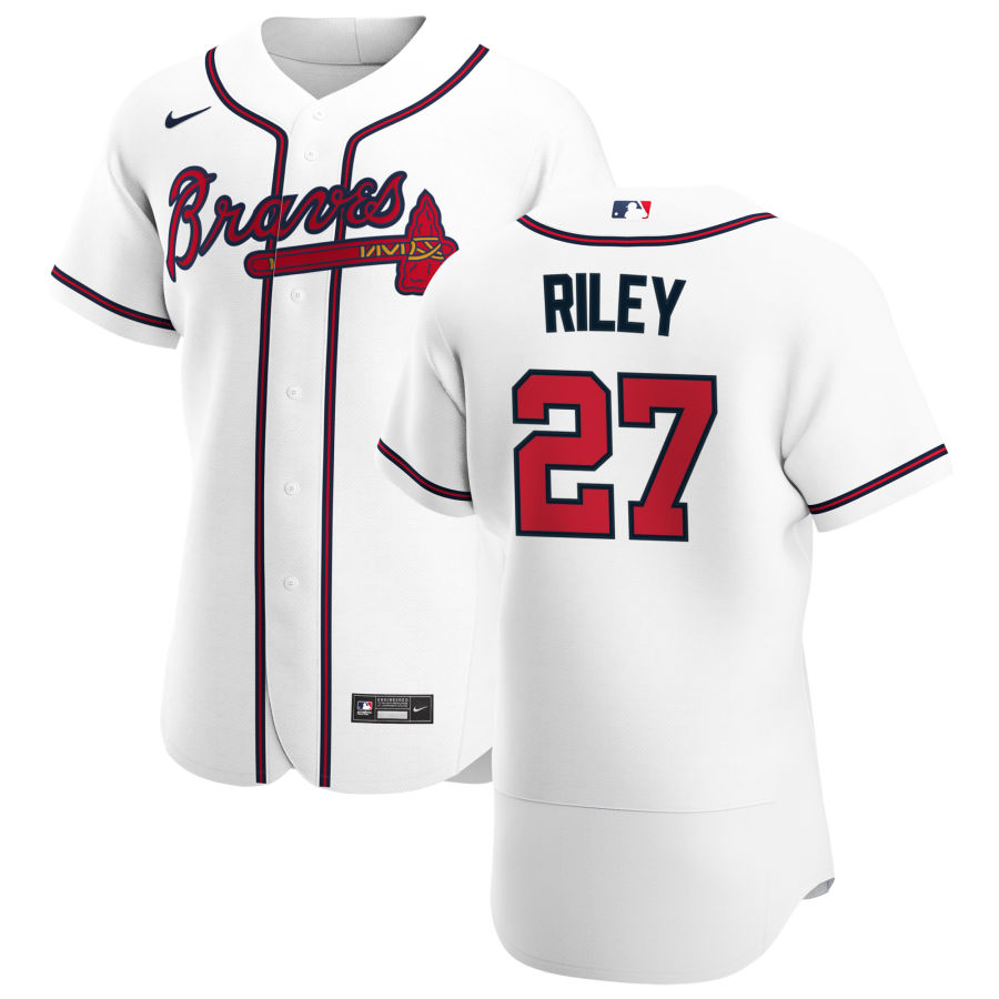 Atlanta Braves #27 Austin Riley Men Nike White Home 2020 Authentic Player MLB Jersey
